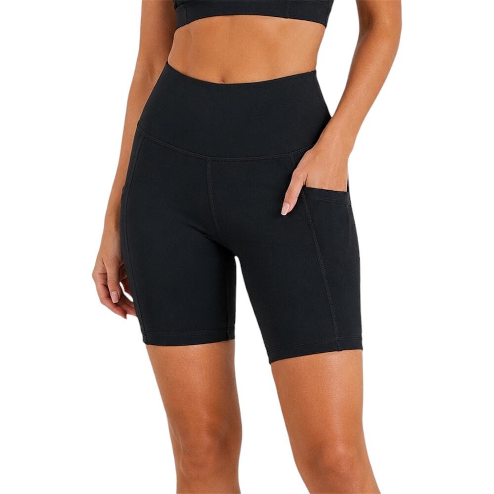 Aerie OFFLINE The Hugger High Rise Bike Shorts Black Pockets Sz Small Athleisure